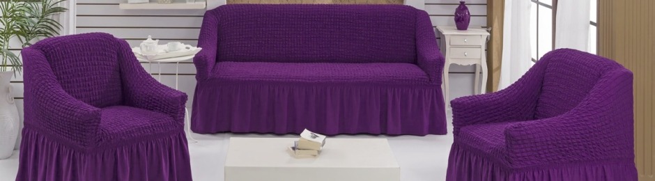 Комплект чехлов на угловой диван и кресло с оборкой мятный 218
